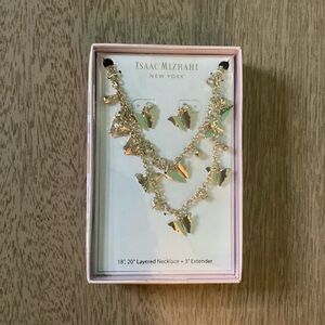 Isaac Mizrahi Butterfly Layered Necklace and Earrings Set NIB